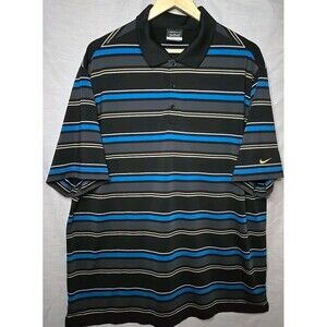 Nike Golf Dri-Fit Striped Polo Shirt, Men's Sz XL, Black/Blue/Gray
